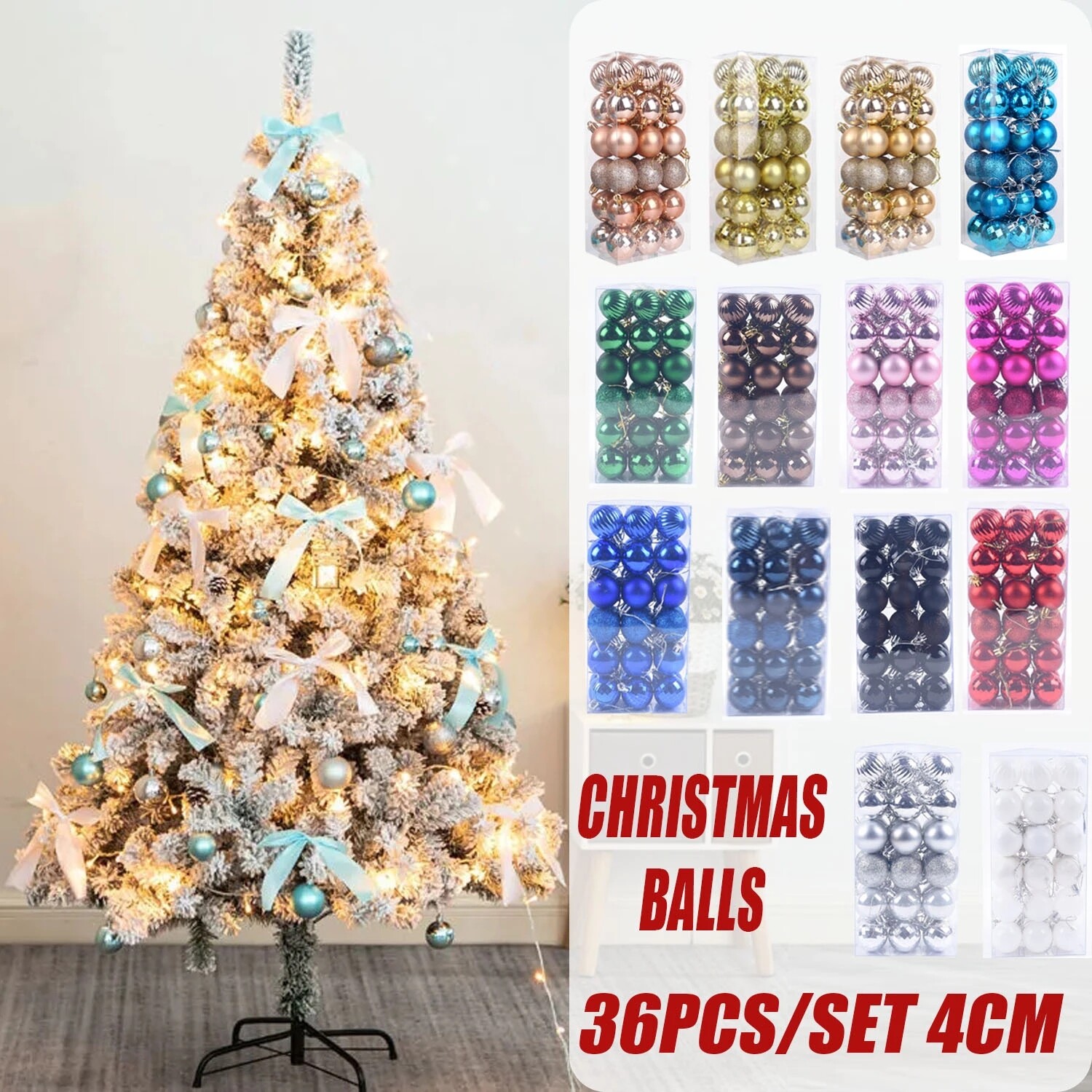 【lightingeverthing】36pcs/set Christmas Xmas Tree Balls Bauble Hanging Home Party Ornament 2021 Christmas Decoration 4cm