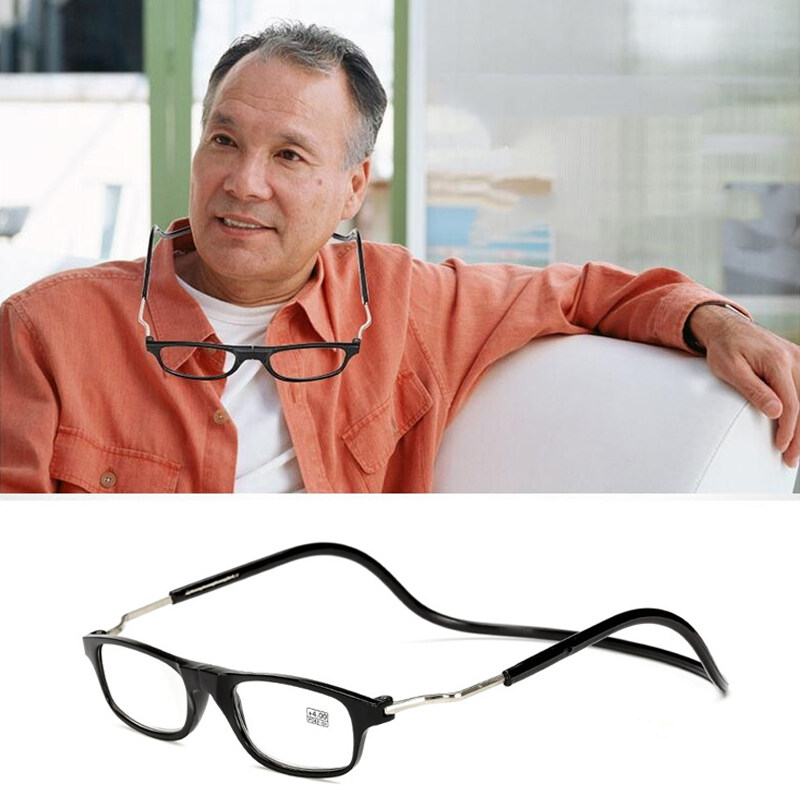 Hanging Reading Glasses Magnetic Foldable Reading Glasses for Men Presbyopic Adjustable Magnet Glasses+1.0 + 1.5 + 2.0 + 2.5 + 3.0 + 3.5 + 4.0