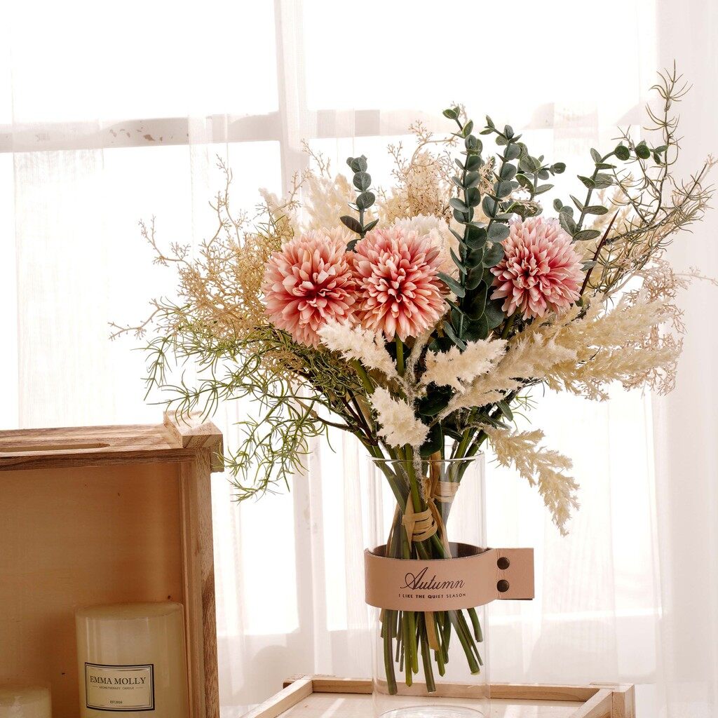 1 Bouquet Artificial Flowers Hydrangea Catkins Chrysanthemum Living Room Decoration Wedding Bouquet DIY Combination