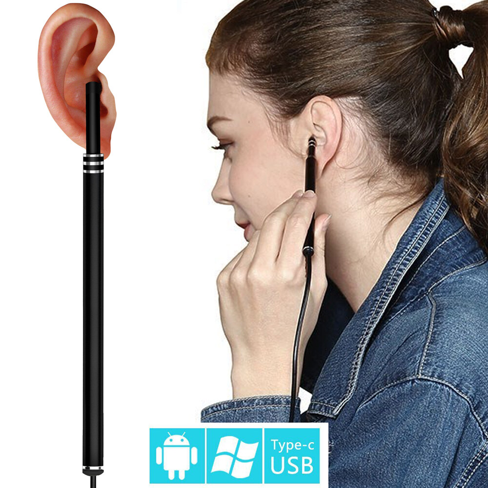 3 in 1 USB Ear Cleaning Endoscope HD Visual Ear Spoon Earpick With Mini Camera 5.5mm 6 Adjustable Light Endoscope for Android Mobile Phone Laptop