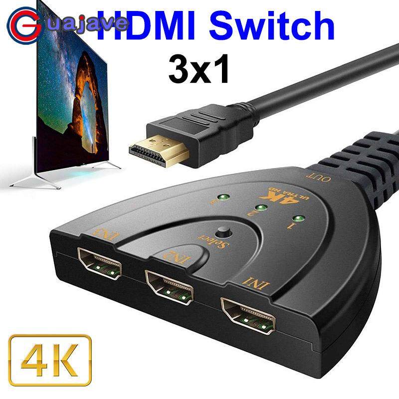 Guajave 3 Port HDMI Switch Splitter Cable 4K*2K 2160P Multi Switcher HUB for LCD HDTV PS Xbox