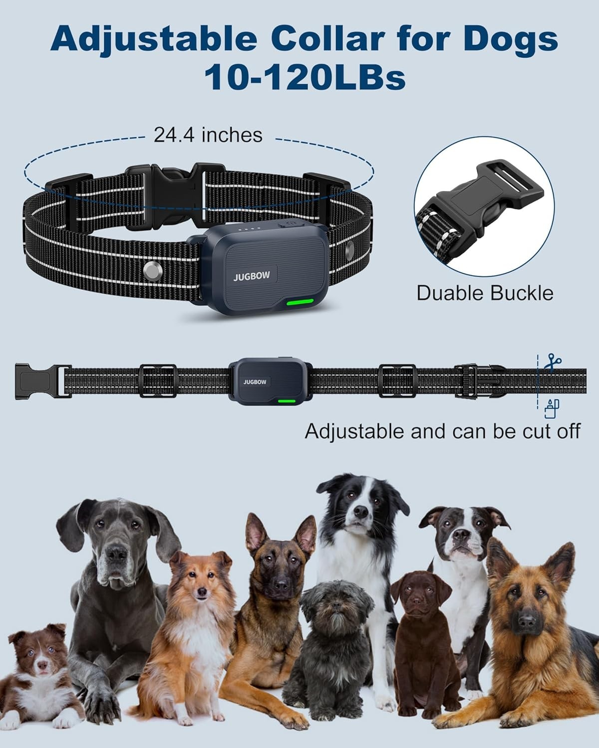 Dog Shock Collar - 3300FT Dog Training Collar with Remote IPX7 Waterproof Electric Collar with 4 Training Modes, Security Lock, Rechargeable e-Collar for All Breeds, Sizes Dark Blue